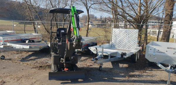 Minibagger 1,2 t inkl. Schaufel 300 mm, hydr. Daumengreifer und Schnellkuppler
